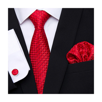 Żakardowy najnowszy projekt jedwabny świąteczny prezent krawat chusteczka zestaw spinek do mankietów krawat męski Plaid żółta koszula akcesoria 6